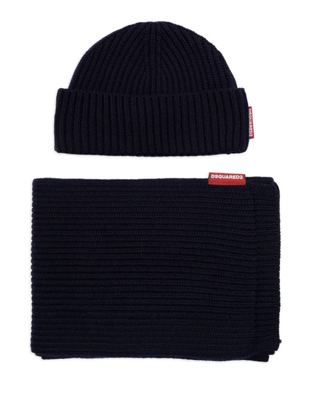  Dsquared2 Ribbed Wool Beanie - Blue 