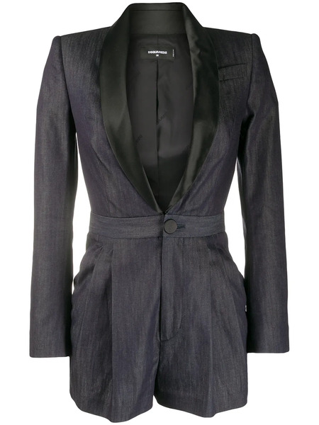  Dsquared2 Satin Lapel Denim Playsuit - Blue 