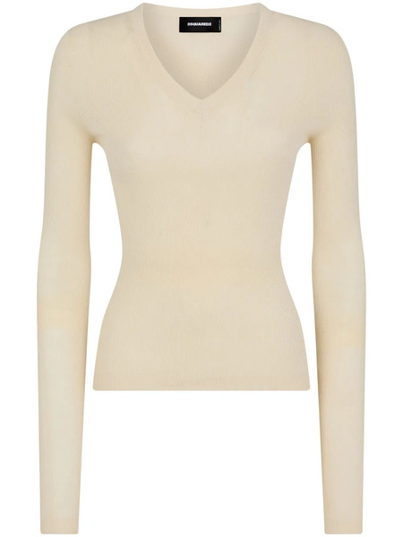  Dsquared2 Slim-cut Ribbed-knit Jumper - Neutrals 