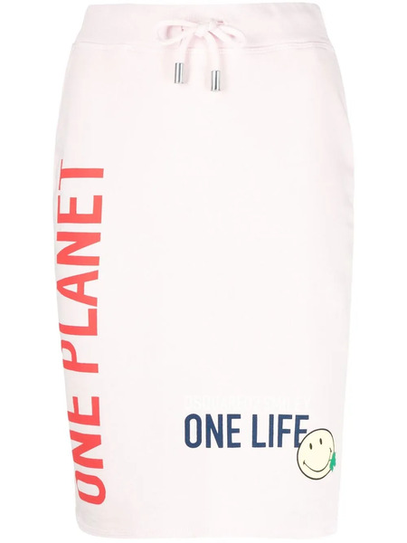  Dsquared2 Smiley Slogan Print Skirt - Pink 