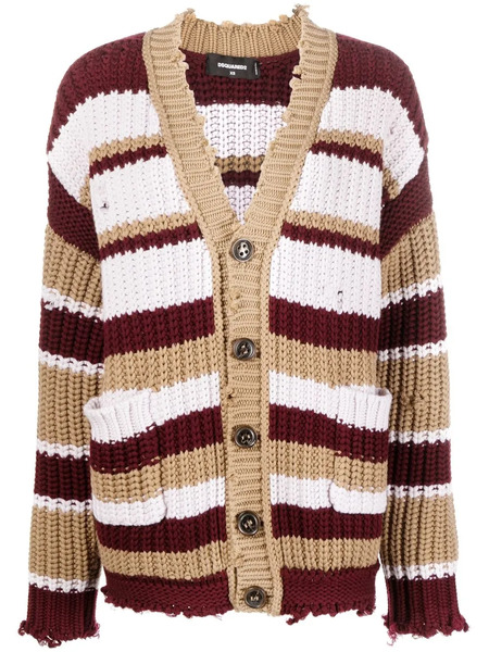  Dsquared2 Striped Buttoned Cardigan - Brown 