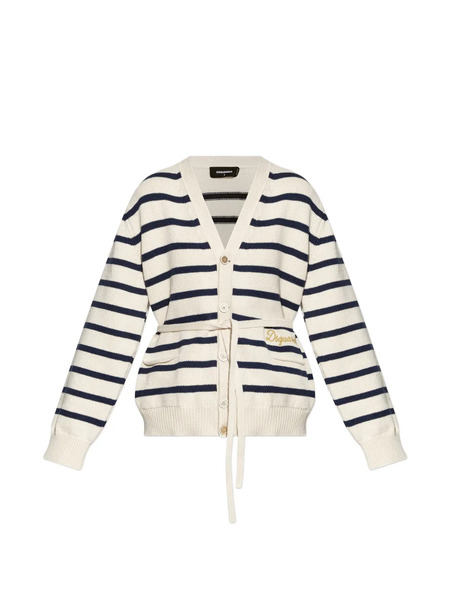  Dsquared2 Striped Embroidered Cardigan - Neutrals 