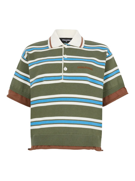  Dsquared2 Striped Knit Polo Shirt - Green 