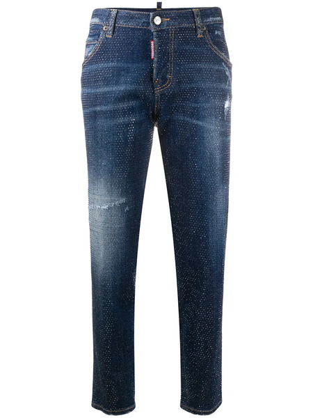  Dsquared2 Studded Cropped Skinny-fit Jeans - Blue 