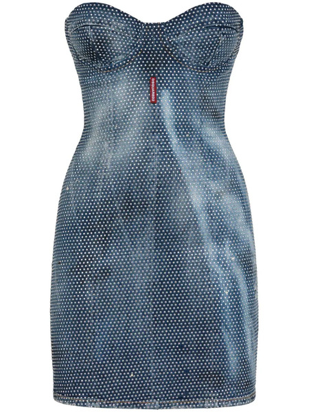  Dsquared2 Studded Denim Bustier Minidress - Blue 