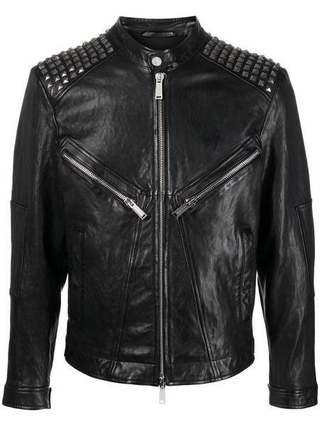  Dsquared2 Studded Leather Biker Jacket - Black 