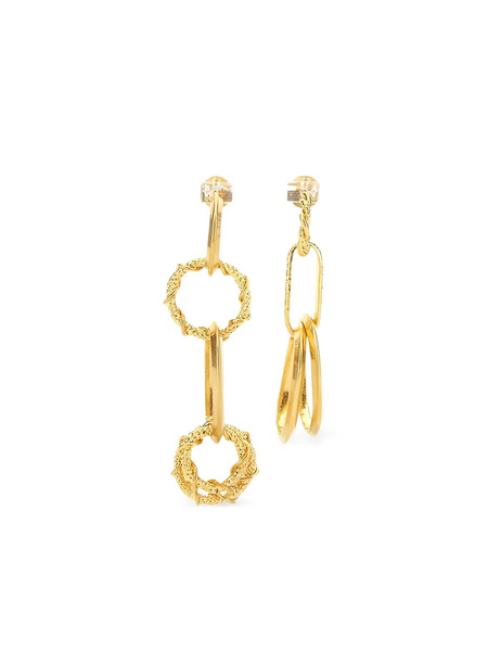  Dsquared2 Textured-circle Drop Earrings - Gold 