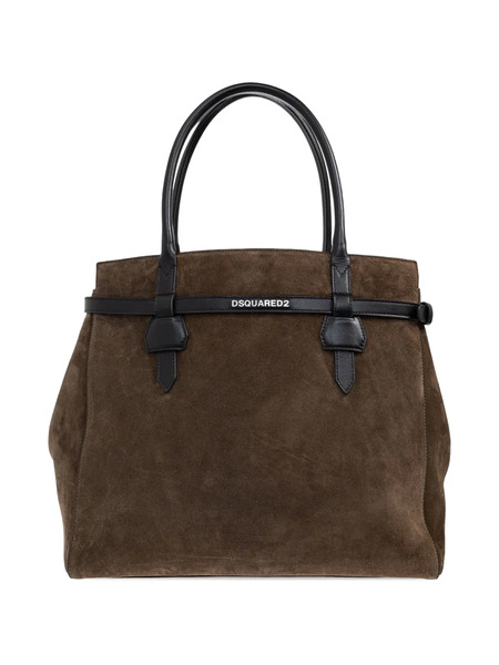  Dsquared2 Twin Leather-trimmed Suede Shoulder Bag - Brown 