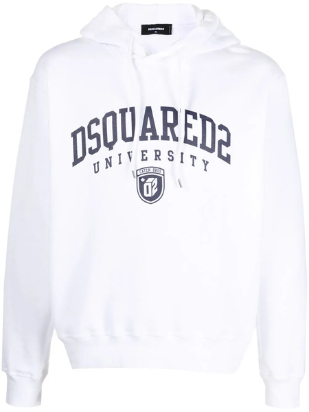  Dsquared2 University Print Drawstring Hoodie - White 