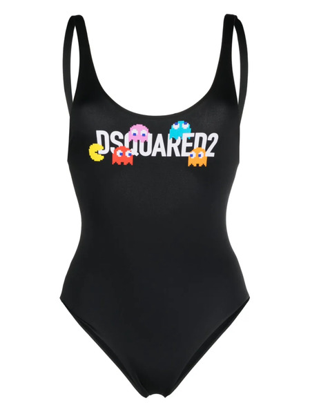  Dsquared2 X Pac-man Logo-print Swimsuit - Black 