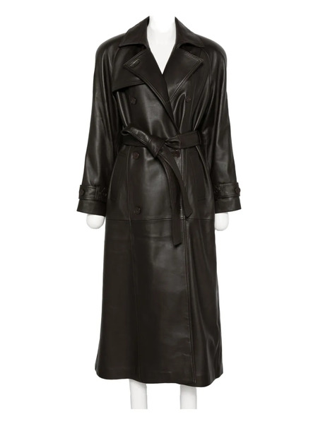  Ducie Leather Trench Coat - Brown 