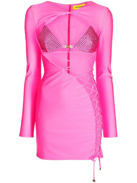 Dundas Lace-up Mini Dress - Pink 