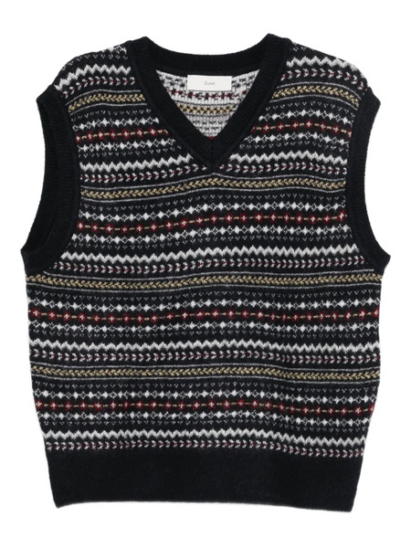  Dunst Fairisle-pattern V-neck Sweater - Blue 