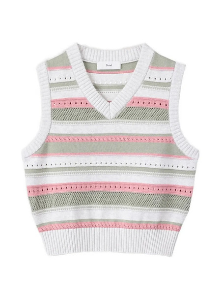  Dunst Striped Knitted Vest - White 