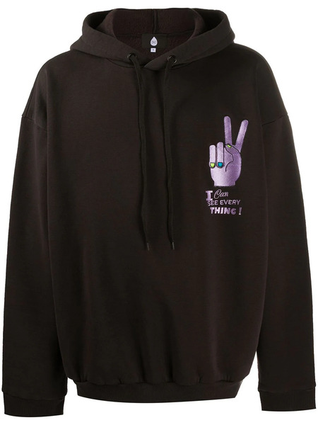 Duoltd Graphic Print Drawstring Hoodie - Brown 