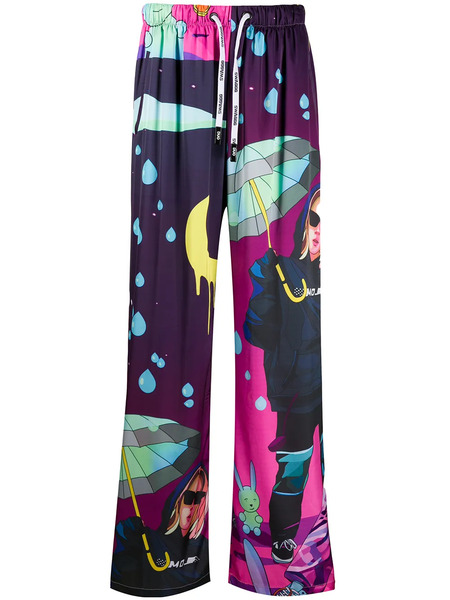  Duoltd Graphic Print Drawstring Trousers - Purple 