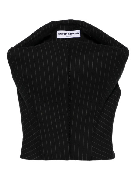  Duran Lantink Pinstripe Cropped Top - Black 