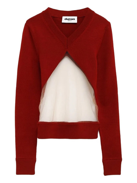  Duran Lantink V-neck Panelled Sweater - Red 