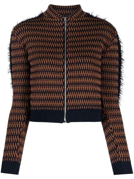  Durazzi Milano Cropped Patterned-jacquard Jacket - Brown 