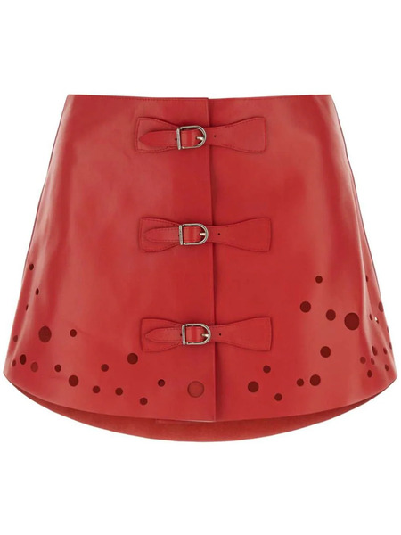  Durazzi Milano Perforated Leather Miniskirt - Red 
