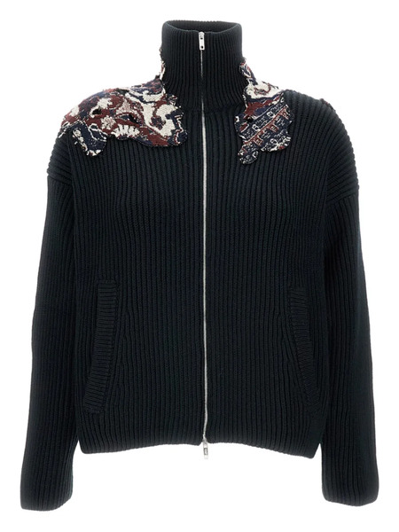  Durazzi Milano Ribbed Appliqué Jacket - Black 