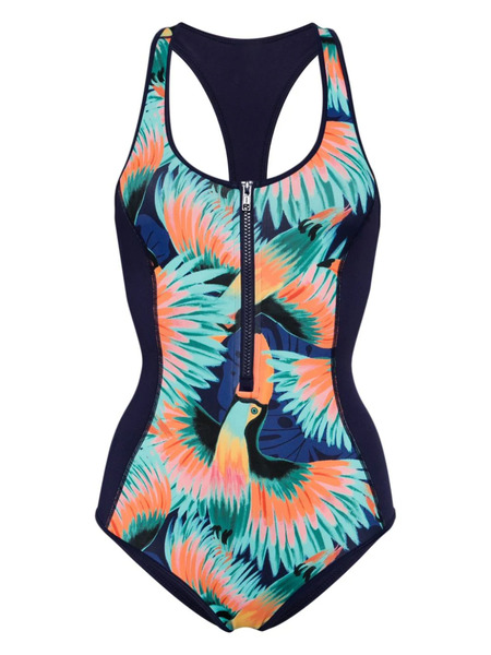  Duskii Abstract-print Racerback Swimsuit - Multicolour 