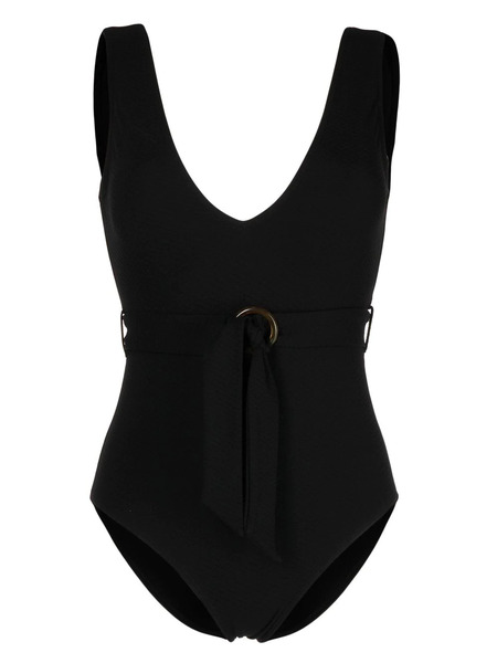  Duskii Ribbed V-neck Swimsuit - Black 