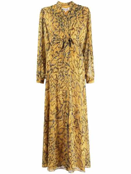  Dvf Diane Von Furstenberg Belted Snake-print Maxi Dress - Yellow 