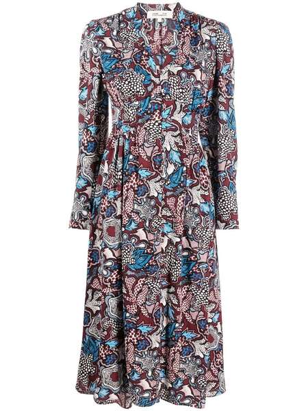  Dvf Diane Von Furstenberg Floral-print Midi Dress - Red 