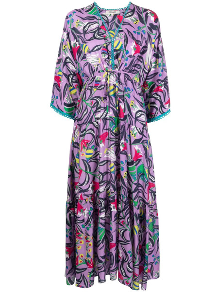  Dvf Diane Von Furstenberg Graphic-print Mid-length Dress - Purple 