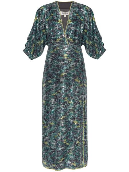  Dvf Diane Von Furstenberg Jessel Sequin-embellished Midi Dress - Green 
