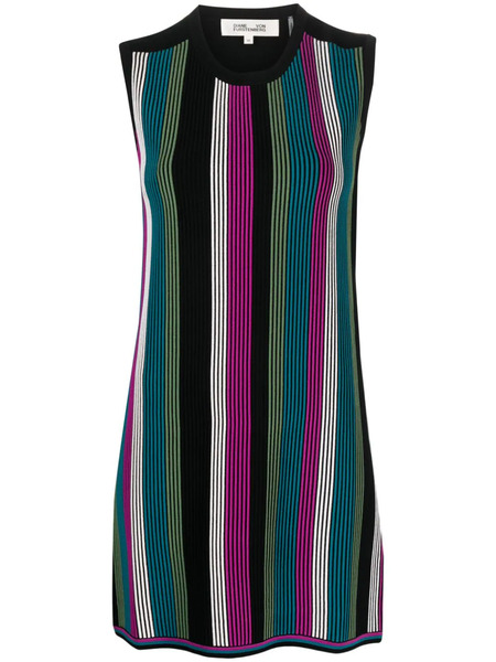 Dvf Diane Von Furstenberg Meta Striped Minidress - Black 