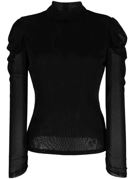  Dvf Diane Von Furstenberg Remy Semi-sheer Ruched Blouse - Black 