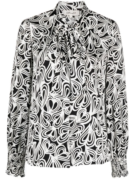  Dvf Diane Von Furstenberg Tina Heart-pattern Shirt - Black 