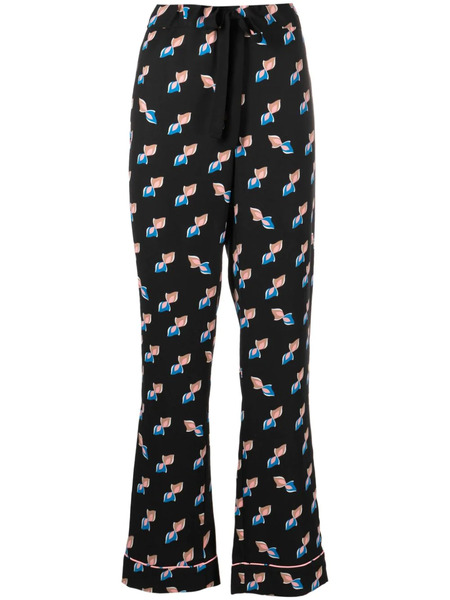  Dvf Diane Von Furstenberg Veronica Geometric-print Trousers - Black 