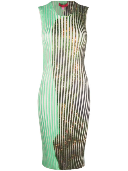  Eckhaus Latta Graphic-print Knitted Midi Dress - Green 