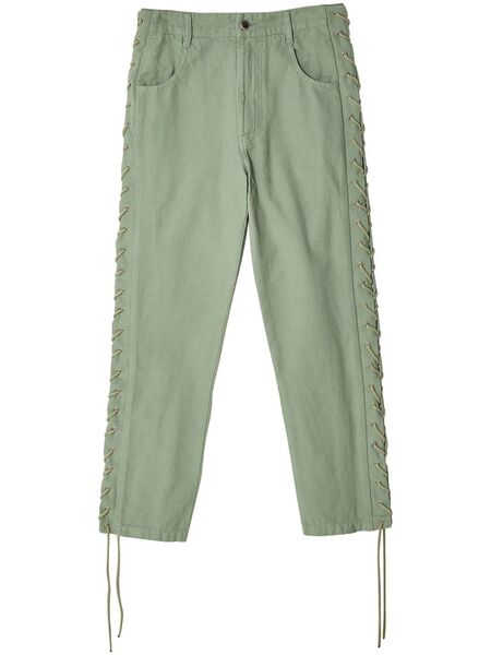  Eckhaus Latta Lace-up Straight Trousers - Green 