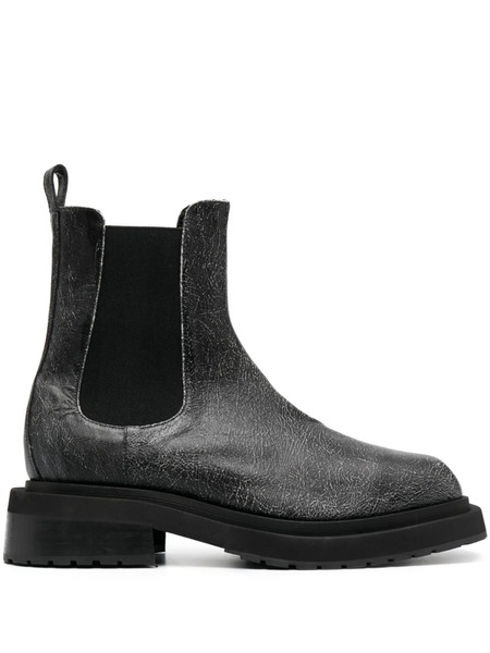  Eckhaus Latta Mike Cracked-effect Leather Boots - Black 