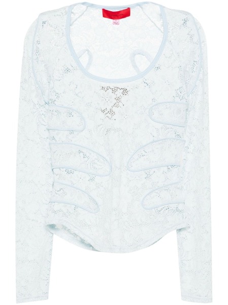  Eckhaus Latta Seraph Floral-lace Top - Blue 