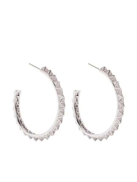  Eddie Borgo Pavé Pyramid Hoop Earrings - Silver 