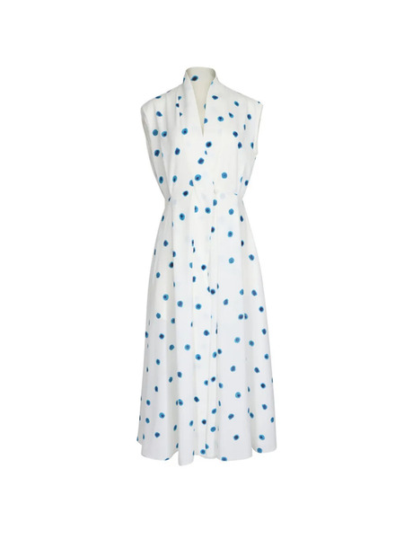  Edeline Lee Collar Printed Dress - White 
