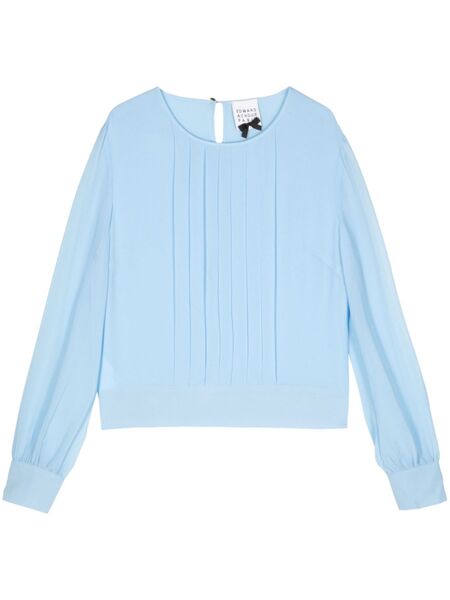  Edward Achour Paris Pleated Long-sleeve Blouse - Blue 