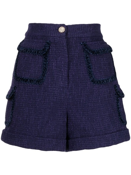  Edward Achour Paris Tweed Pocketed Shorts - Blue 