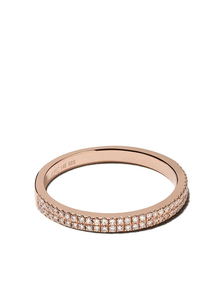  Ef Collection 14kt Rose Gold Double Diamond Eternity Band Ring 