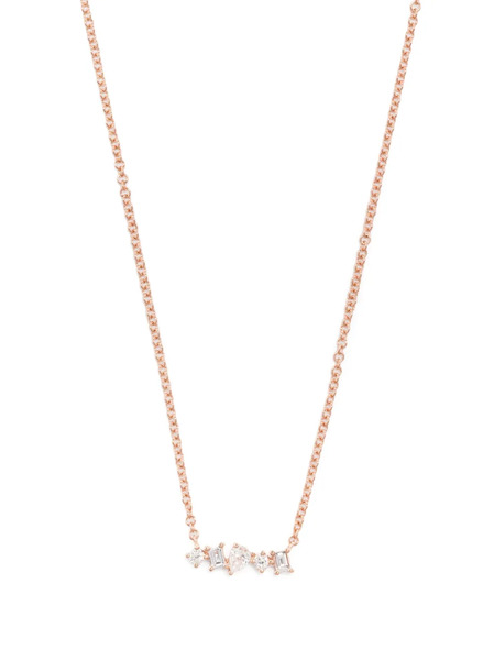  Ef Collection 14kt Rose Gold Mini Bar Diamond Necklace - Pink 