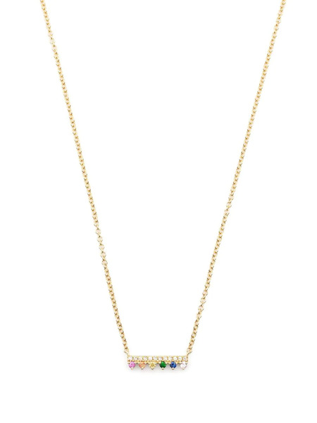  Ef Collection 14kt Yellow Gold Chloe Bar Diamond Gemstone Pendant Necklace 
