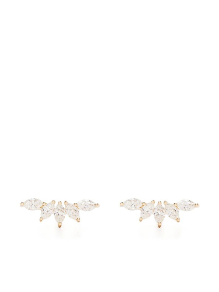  Ef Collection 14kt Yellow Gold Fan Diamond Earring 