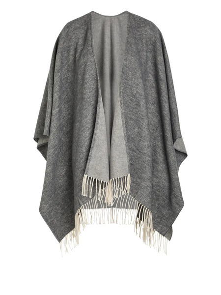  Eileen Fisher Fringed Poncho - Grey 