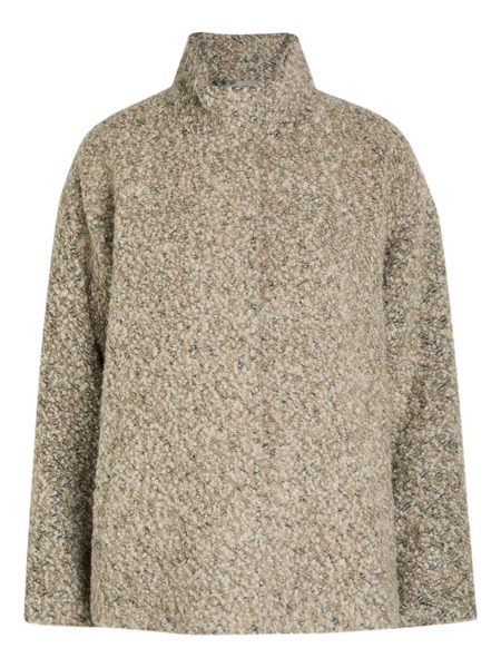  Eileen Fisher Funnel-neck Bouclé-texture Jacket - Neutrals 