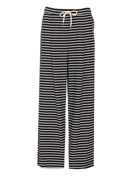  Ele Striped-pattern Elastic-waistband Trousers - Black 